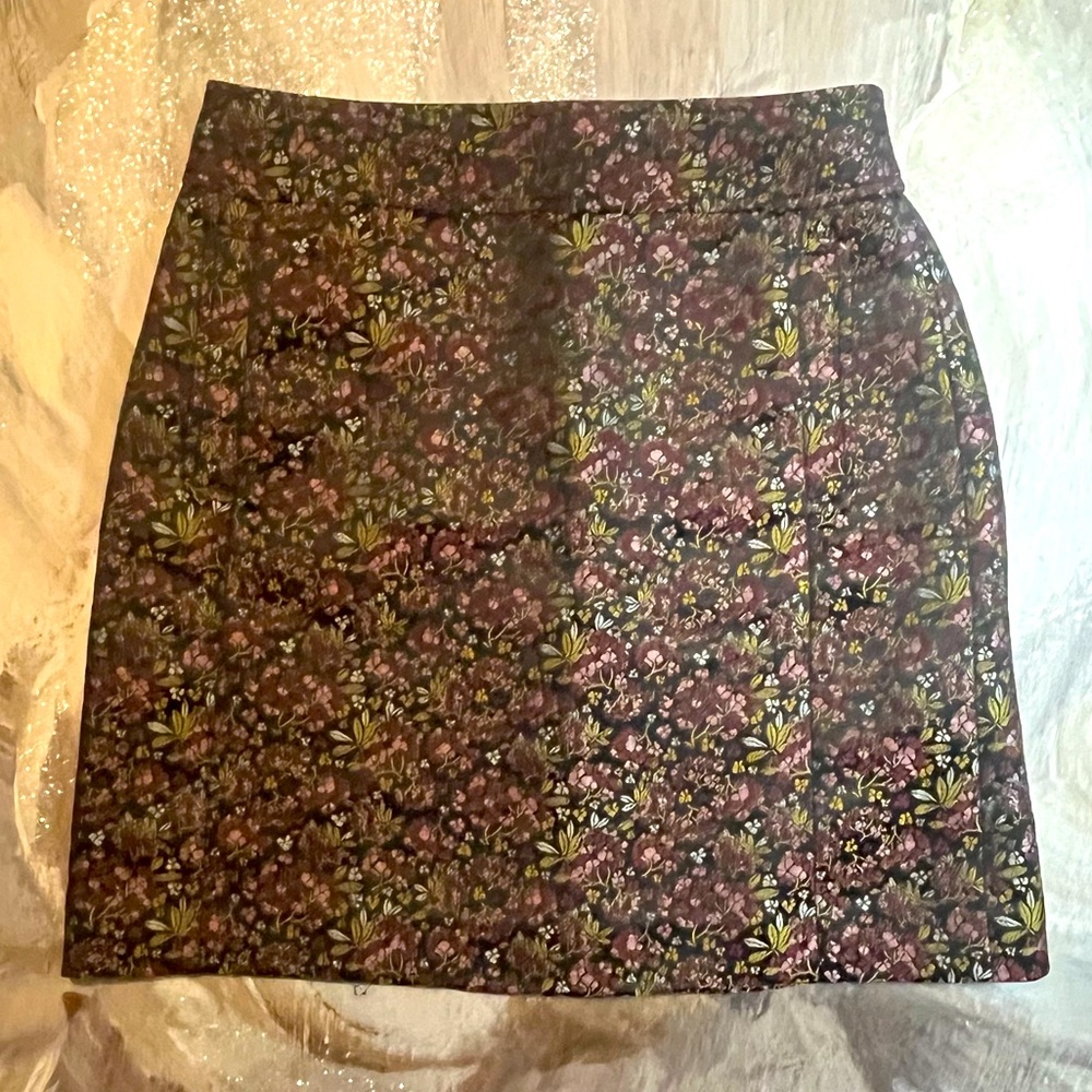 Ann Taylor Loft Petite Zip Up Floral Skirt With Pockets And Lined Size 0P